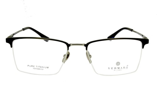 Okulary korekcyjne unisex Vermari Milano VOT0065 C2 czarny mat z grafitowymi akcentami tytan widok z przodu