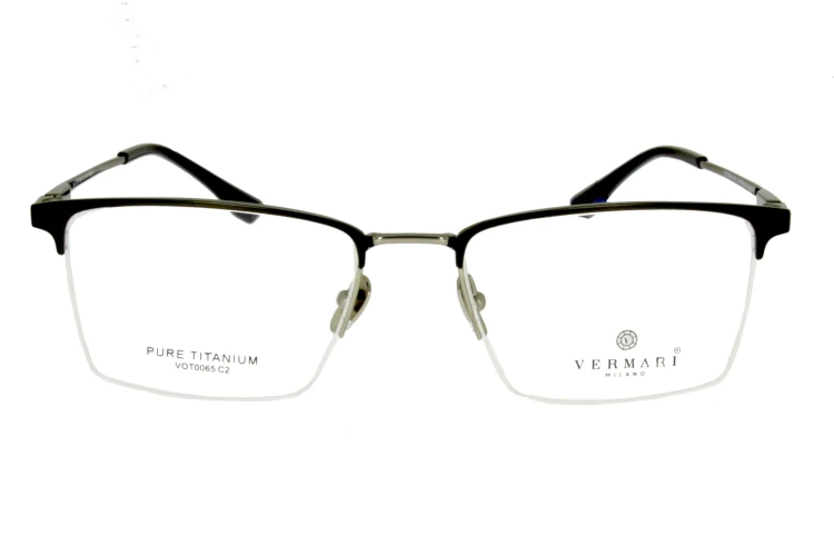 Okulary korekcyjne unisex Vermari Milano VOT0065 C2 czarny mat z grafitowymi akcentami tytan widok z przodu