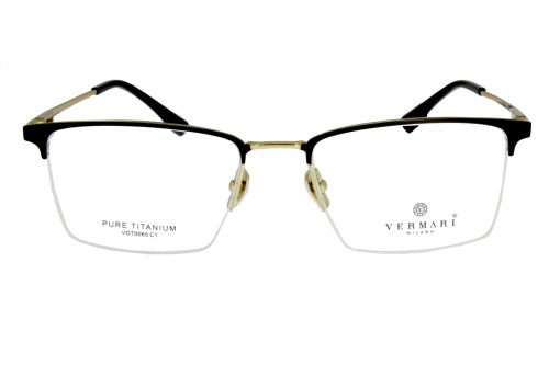Okulary korekcyjne unisex Vermari Milano VOT0065 C1 czarno-złote tytanowe widok z przodu