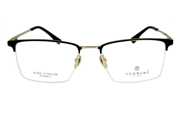 Okulary korekcyjne unisex Vermari Milano VOT0065 C1 czarno-złote tytanowe widok z przodu