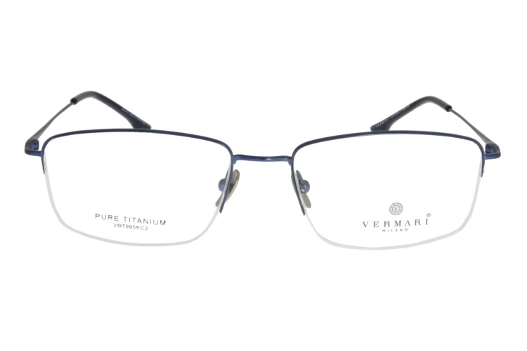 Okulary korekcyjne unisex Vermari Milano VOT0059 C2 granatowy mat tytan widok z przodu