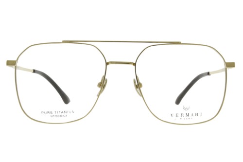 Okulary korekcyjne unisex Vermari Milano VOT0039 C3 złoty mat tytan widok z przodu