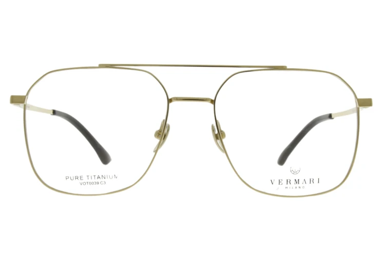 Okulary korekcyjne unisex Vermari Milano VOT0039 C3 złoty mat tytan widok z przodu