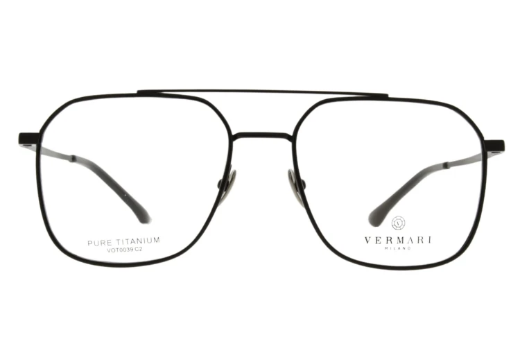 Okulary korekcyjne unisex Vermari Milano VOT0039 C2 czarny mat tytan widok z przodu