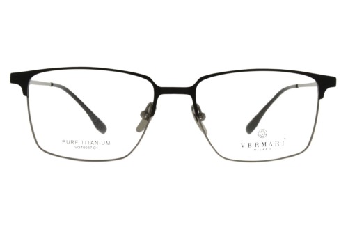 Okulary korekcyjne unisex Vermari Milano VOT0037 C1 czarny mat z grafitowym dołem tytan widok z przodu