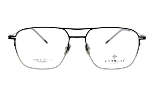 Okulary korekcyjne unisex Vermari Milano VOT0087 C5 czarno-srebrne tytanowe widok z przodu