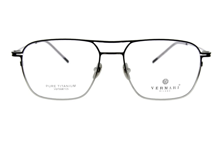 Okulary korekcyjne unisex Vermari Milano VOT0087 C5 czarno-srebrne tytanowe widok z przodu