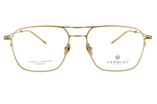 Okulary korekcyjne unisex Vermari Milano VOT0087 C1 złoty mat tytan widok z przodu