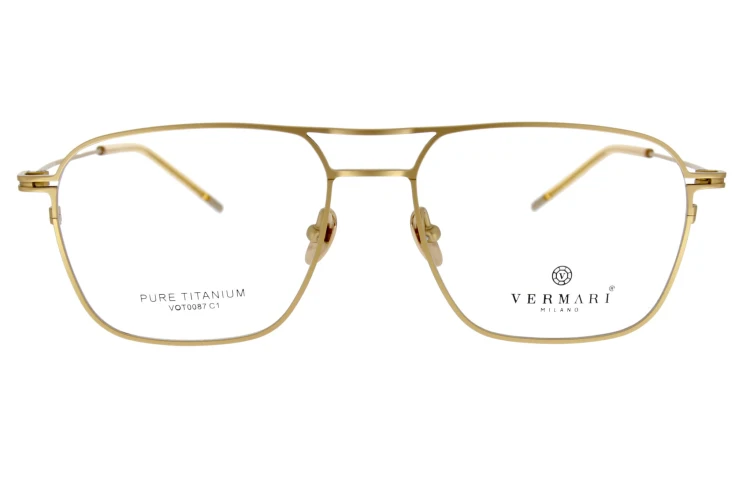 Okulary korekcyjne unisex Vermari Milano VOT0087 C1 złoty mat tytan widok z przodu