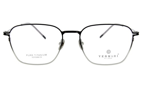 Okulary korekcyjne unisex Vermari Milano VOT0086 C6 czarno-srebrne tytanowe widok z przodu