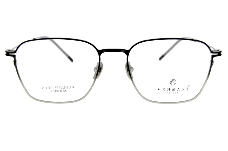 Okulary korekcyjne unisex Vermari Milano VOT0086 C6 czarno-srebrne tytanowe widok z przodu