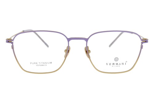 Okulary korekcyjne unisex Vermari Milano VOT0086 C5 fioletowo-złote tytan widok z przodu