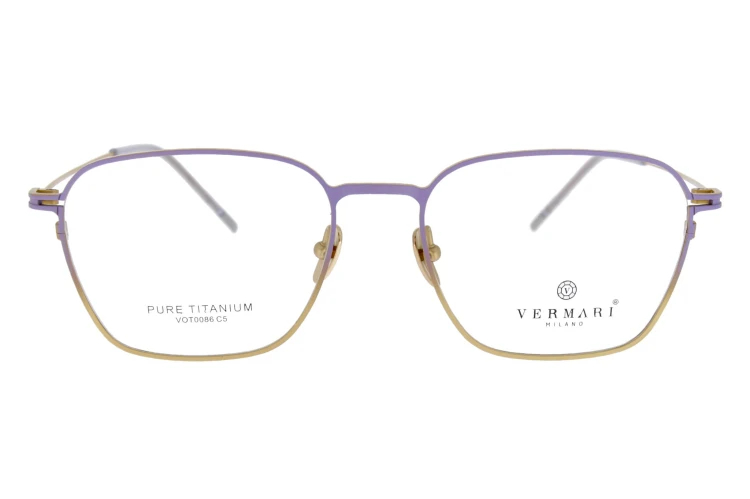 Okulary korekcyjne unisex Vermari Milano VOT0086 C5 fioletowo-złote tytan widok z przodu