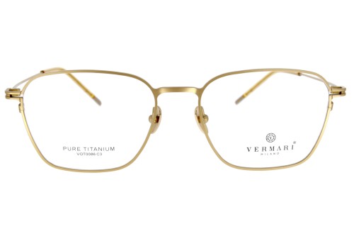 Okulary korekcyjne unisex Vermari Milano VOT0086 C3 złoty mat tytan widok z przodu