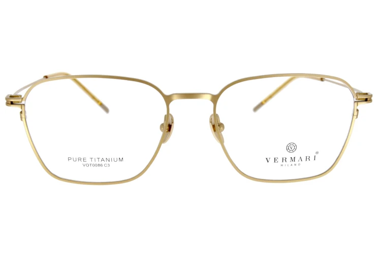 Okulary korekcyjne unisex Vermari Milano VOT0086 C3 złoty mat tytan widok z przodu