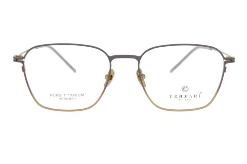 Okulary korekcyjne unisex Vermari Milano VOT0086 C1 grafitowy mat z złotym dołem tytan widok z przodu
