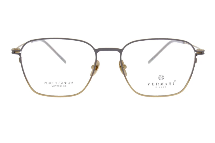 Okulary korekcyjne unisex Vermari Milano VOT0086 C1 grafitowy mat z złotym dołem tytan widok z przodu