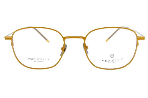 Okulary korekcyjne unisex Vermari Milano VOT0085 C3 matowy musztardowy tytan widok z przodu