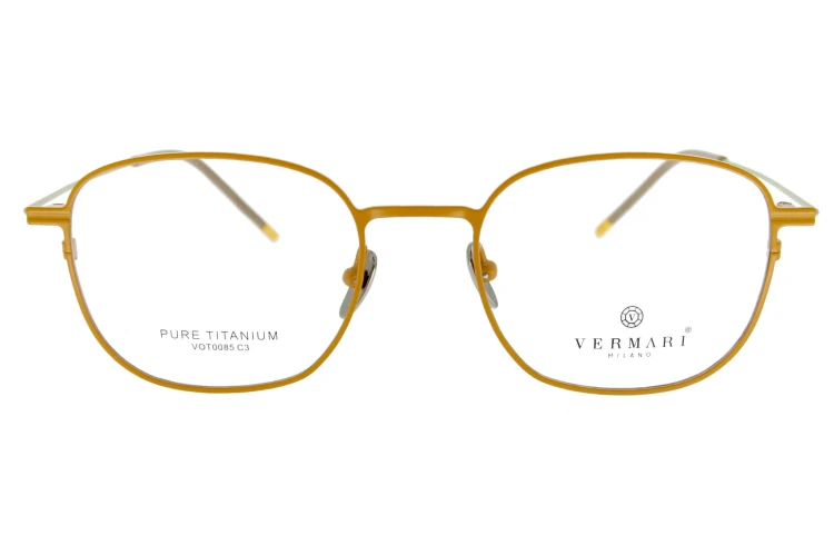 Okulary korekcyjne unisex Vermari Milano VOT0085 C3 matowy musztardowy tytan widok z przodu