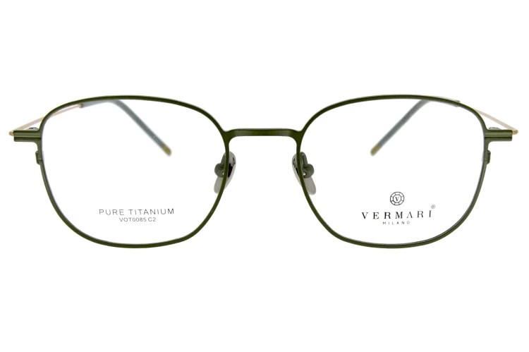 Okulary korekcyjne unisex Vermari Milano VOT0085 C2 oliwkowe matowe tytanowe widok z przodu