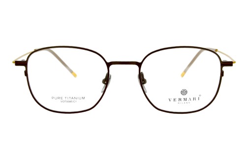 Okulary korekcyjne unisex Vermari Milano VOT0085 C1 brązowy mat tytan widok z przodu
