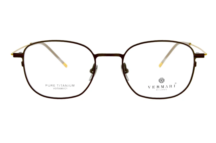 Okulary korekcyjne unisex Vermari Milano VOT0085 C1 brązowy mat tytan widok z przodu