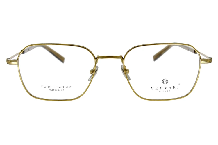 Okulary korekcyjne unisex Vermari Milano VOT0083 C3 złoty mat tytan widok z przodu