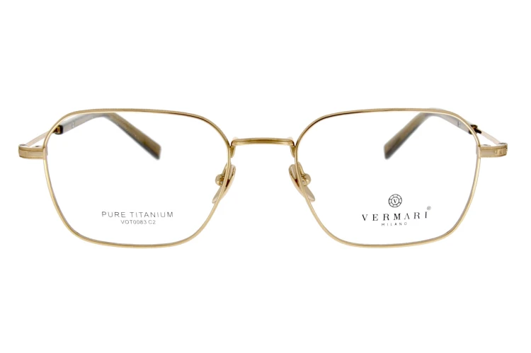 Okulary korekcyjne unisex Vermari Milano VOT0083 C2 złoty mat tytan widok z przodu