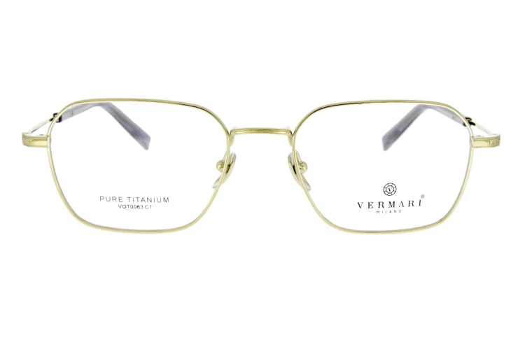 Okulary korekcyjne unisex Vermari Milano VOT0083 C1 złoty mat tytan widok z przodu