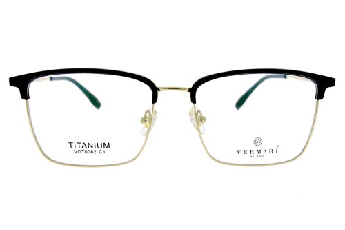 Okulary korekcyjne unisex Vermari Milano VOT0082 C1 czarno-złote tytanowe widok z przodu