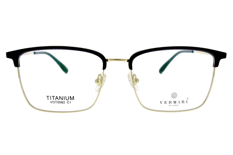 Okulary korekcyjne unisex Vermari Milano VOT0082 C1 czarno-złote tytanowe widok z przodu