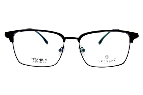 Okulary korekcyjne unisex Vermari Milano VOT0081 C3 czarny mat tytan widok z przodu