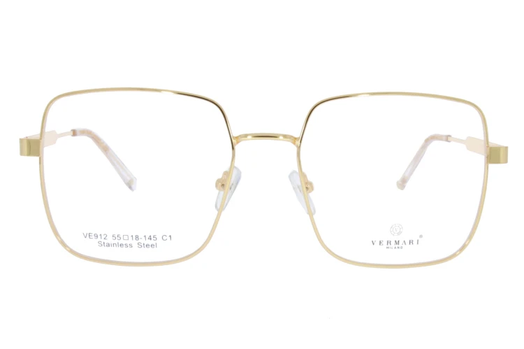 Okulary korekcyjne unisex Vermari Milano VE912 C1 złoty mat stal szlachetna widok z przodu