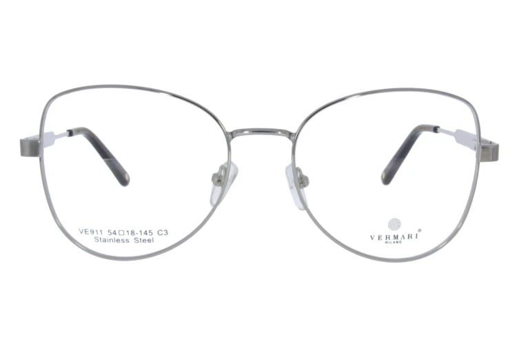 Okulary korekcyjne damskie Vermari Milano VE911 C3 srebrny mat stal szlachetna widok z przodu