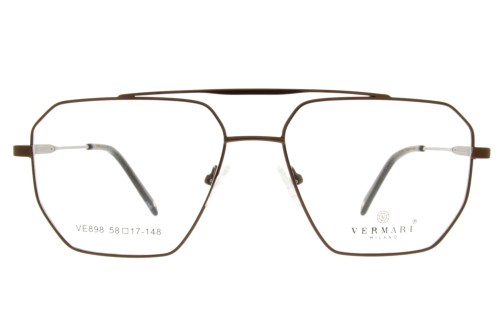 Okulary korekcyjne unisex Vermari Milano VE898 C3 brązowy mat metal widok z przodu