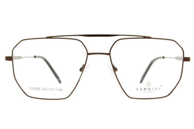 Okulary korekcyjne unisex Vermari Milano VE898 C3 brązowy mat metal widok z przodu