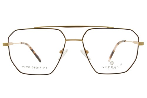 Okulary korekcyjne unisex Vermari Milano VE898 C2 złoty mat tytan widok z przodu