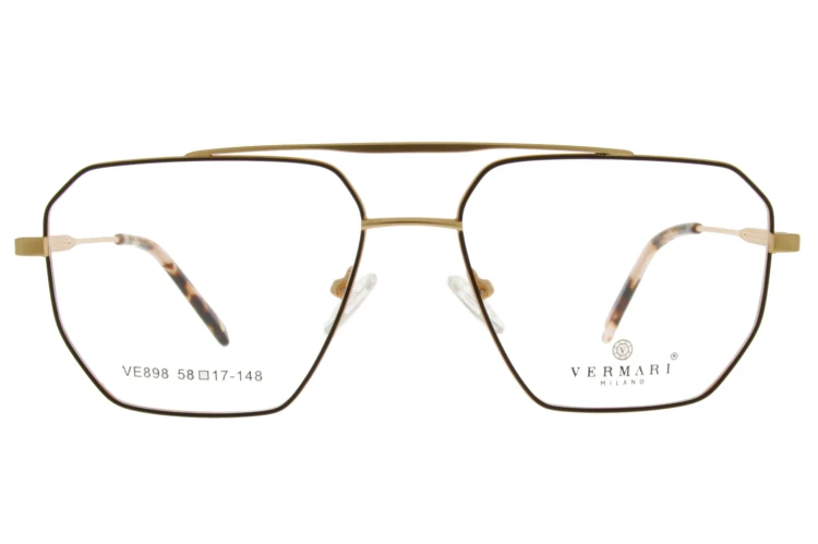 Okulary korekcyjne unisex Vermari Milano VE898 C2 złoty mat tytan widok z przodu