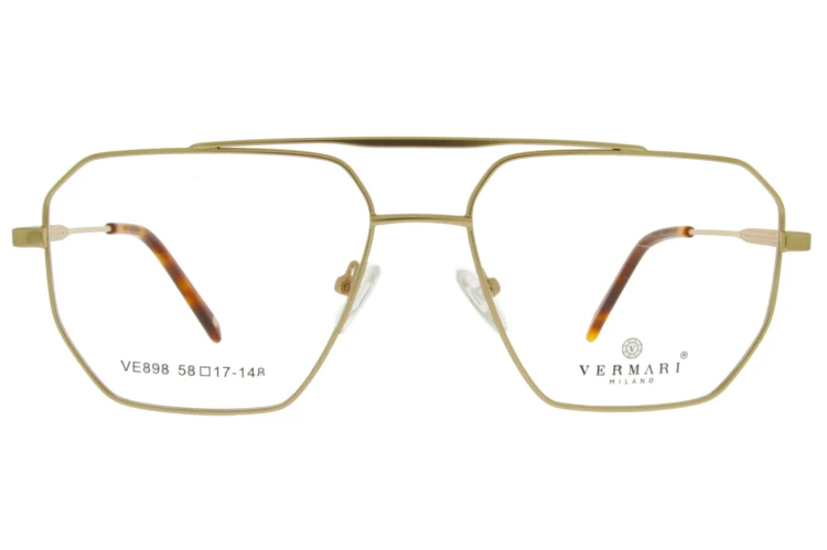 Okulary korekcyjne unisex Vermari Milano VE898 C1 złoty mat metal widok z przodu