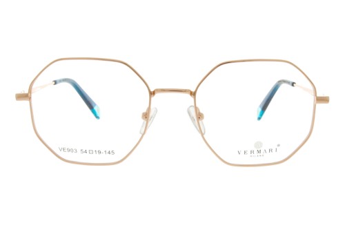 Okulary korekcyjne unisex Vermari Milano VE903 C2 złoty mat metal widok z przodu