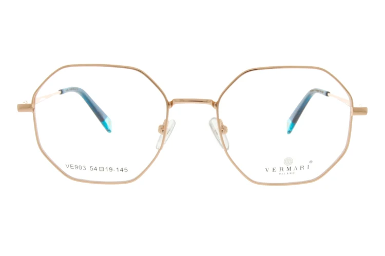Okulary korekcyjne unisex Vermari Milano VE903 C2 złoty mat metal widok z przodu
