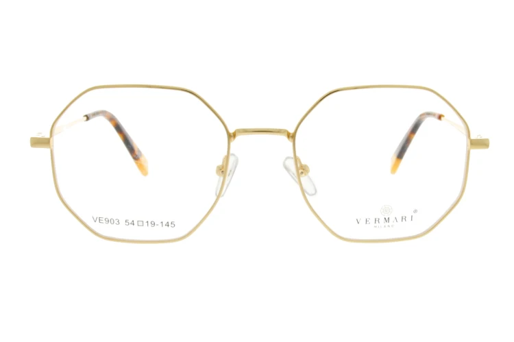 Okulary korekcyjne unisex Vermari Milano VE903 C1 złoty mat metal widok z przodu