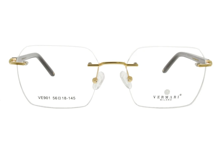 Okulary korekcyjne unisex Vermari Milano VE901 C3 złoty połysk metal widok z przodu
