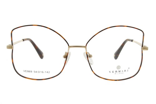 Okulary korekcyjne damskie Vermari Milano VE869 C3 złoty z brązowym szylkretem metal widok z przodu