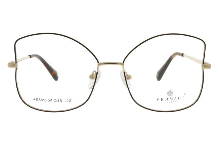 Okulary korekcyjne damskie Vermari Milano VE869 C2 złoty mat metal widok z przodu