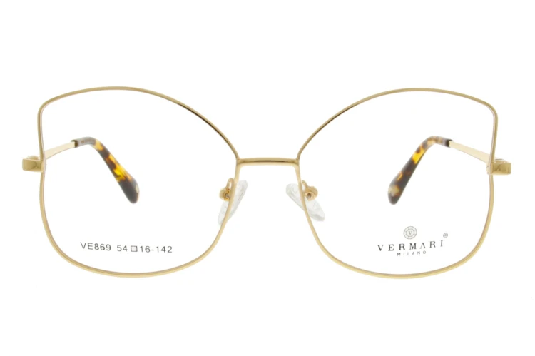 Okulary korekcyjne damskie Vermari Milano VE869 C1 złoty połysk metal widok z przodu