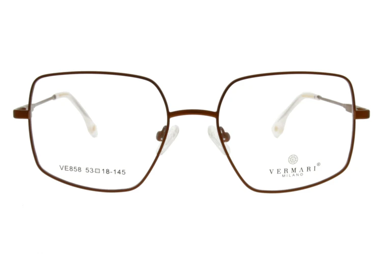 Okulary korekcyjne damskie Vermari Milano VE858 C3 brązowy mat metal widok z przodu