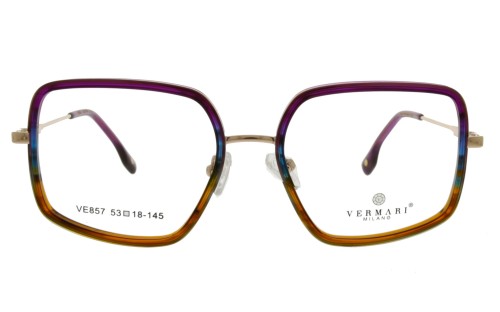 Okulary korekcyjne damskie Vermari Milano VE857 C2 gradient fioletowo-żółto-zielony acetat+metal widok z przodu