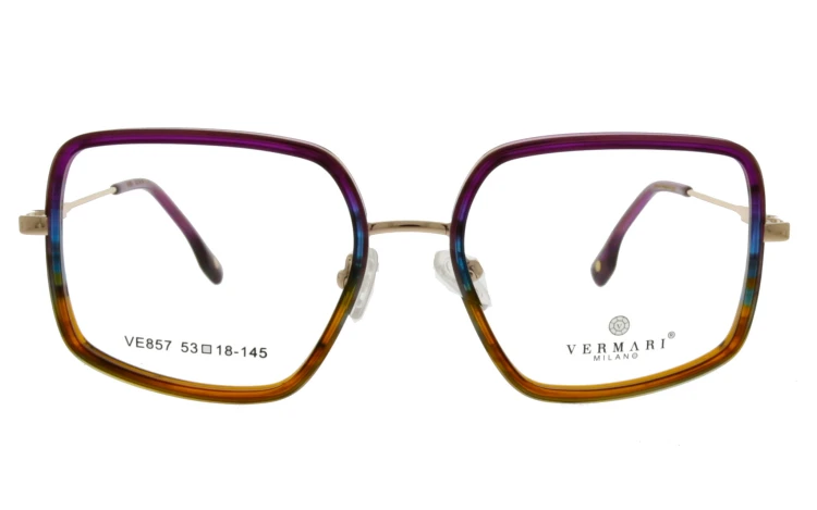 Okulary korekcyjne damskie Vermari Milano VE857 C2 gradient fioletowo-żółto-zielony acetat+metal widok z przodu