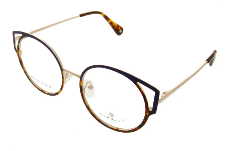 Oprawki korekcyjne Vermari Milano VE855 C3 okrągłe z kocim okiem acetat+metal widok z perspektywy